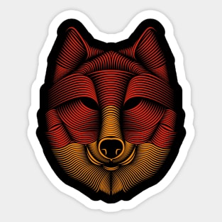 Line Art Wolf Sticker